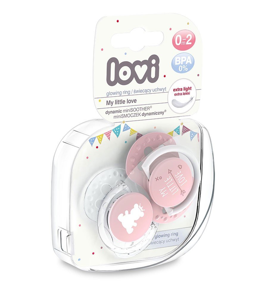 Lovi dynamický utišující dudlík My Little Love Mini 0-2m 2 ks růžový