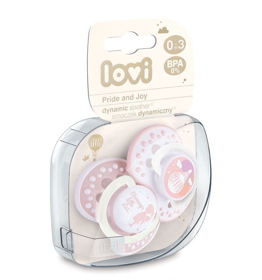Lovi dynamický utišující dudlík Pride&Joy 0-3m 2 ks girl