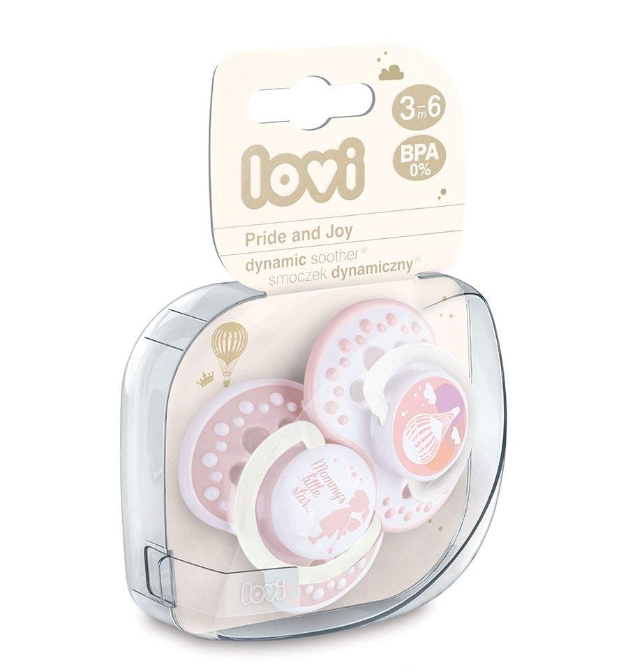 Lovi dynamický utišující dudlík Pride&Joy 3-6m 2 ks girl