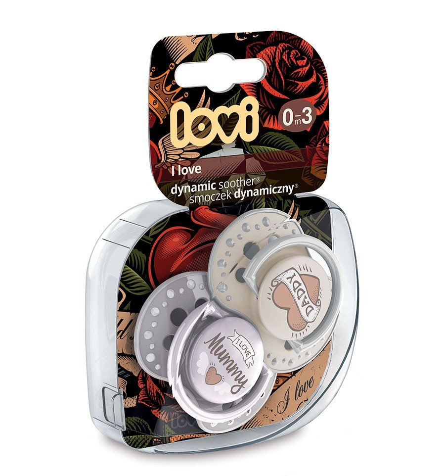 Lovi dynamický utišující dudlík I Love 0-3m 2 ks