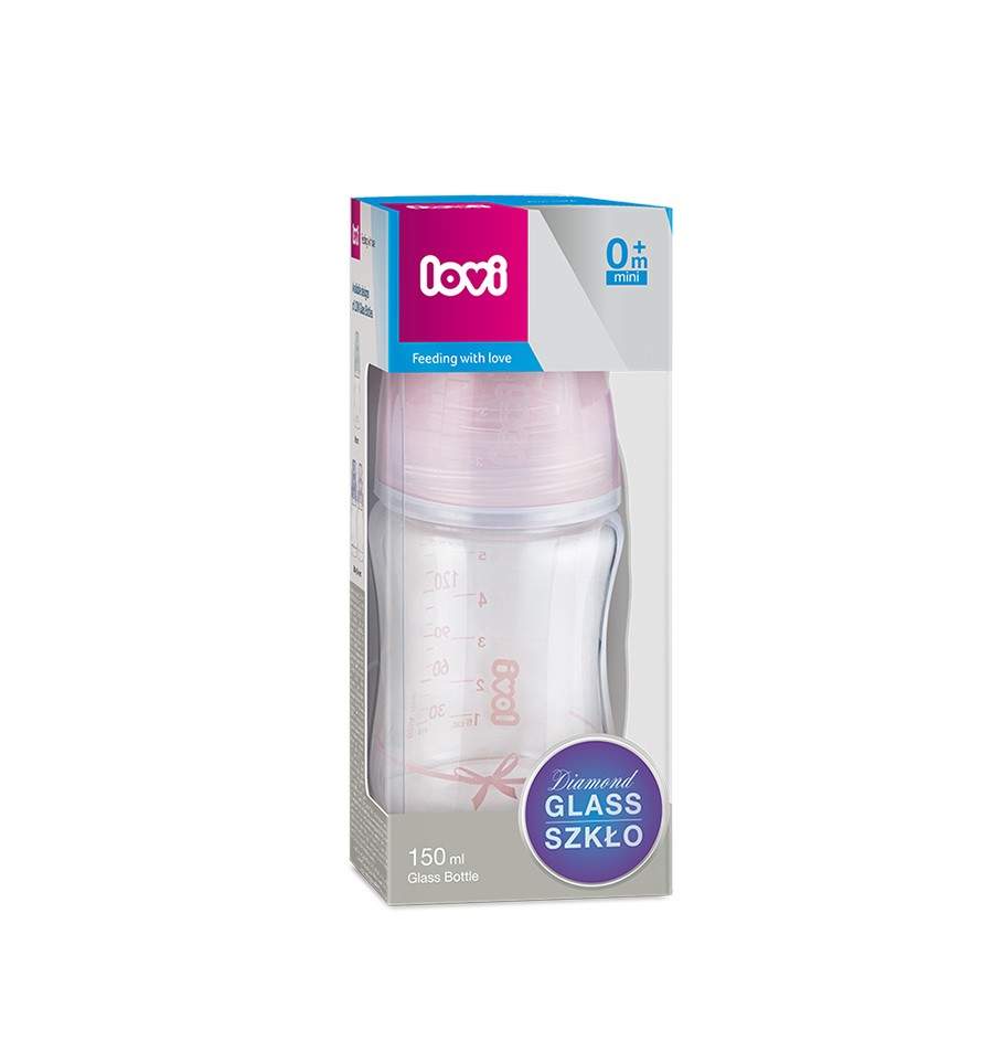 Lovi Kojenecká láhev - Diamond Glass 150ml 0m+ Baby Shower girl