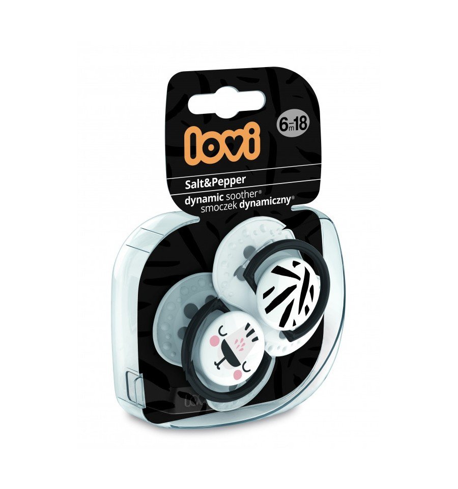 Lovi dynamický utišující dudlík SALT&PEPPER 6-18m 2 ks
