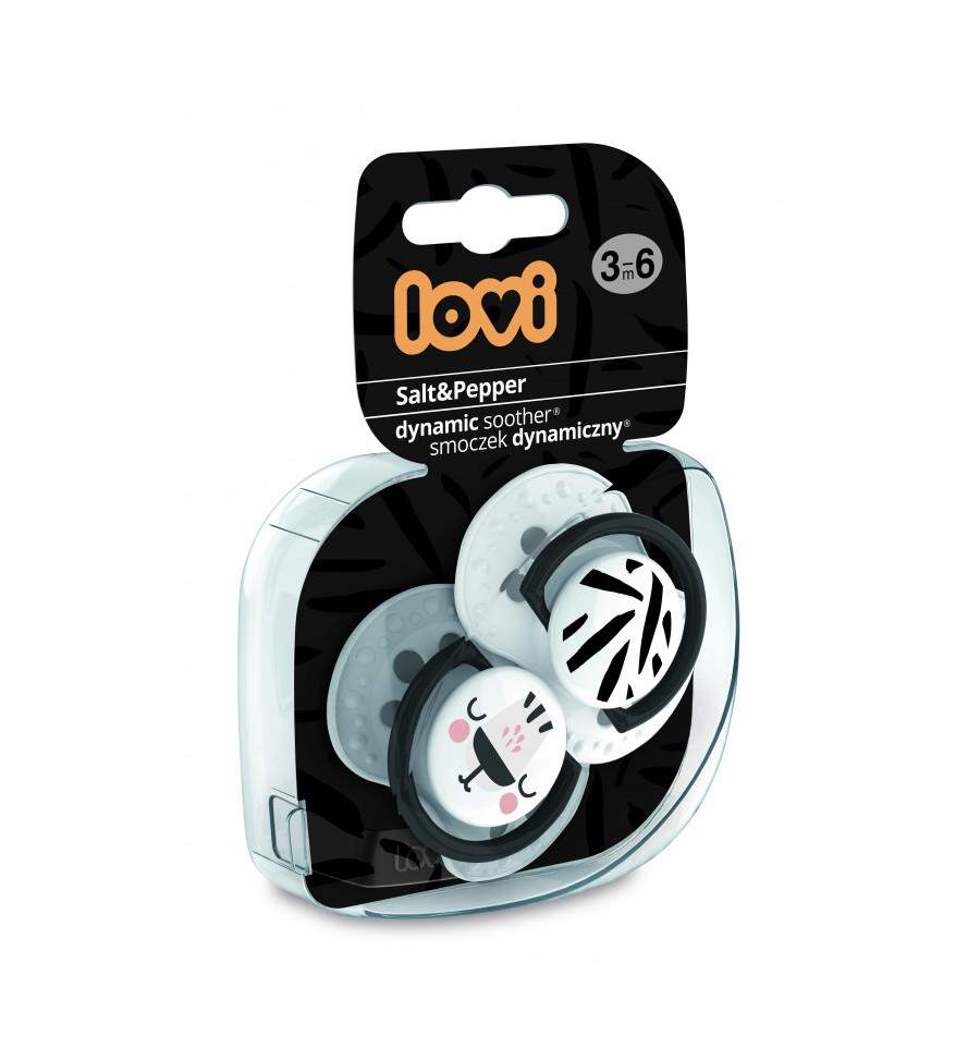 Lovi dynamický utišující dudlík SALT&PEPPER 3-6m 2 ks