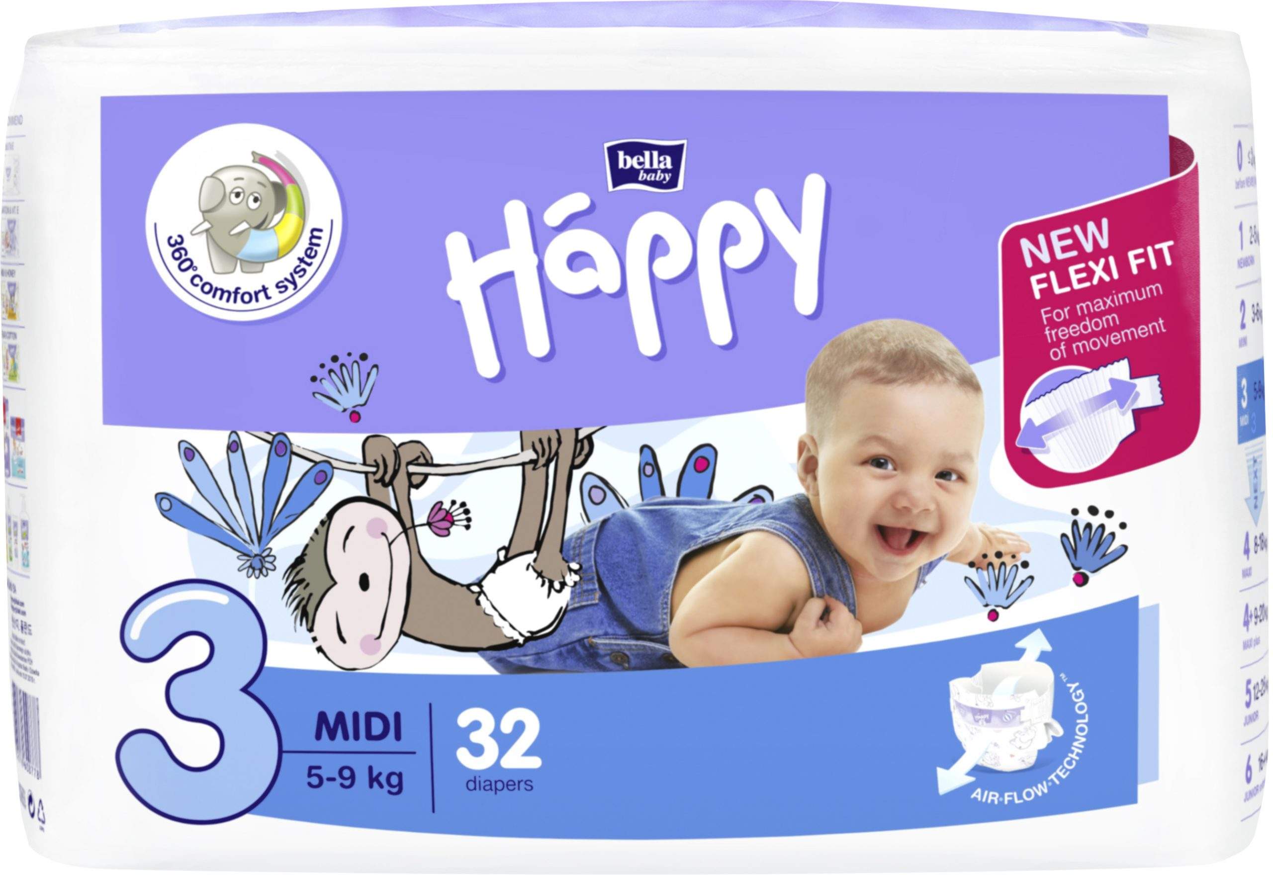 Dětské pleny Happy Midi - á 32 ks