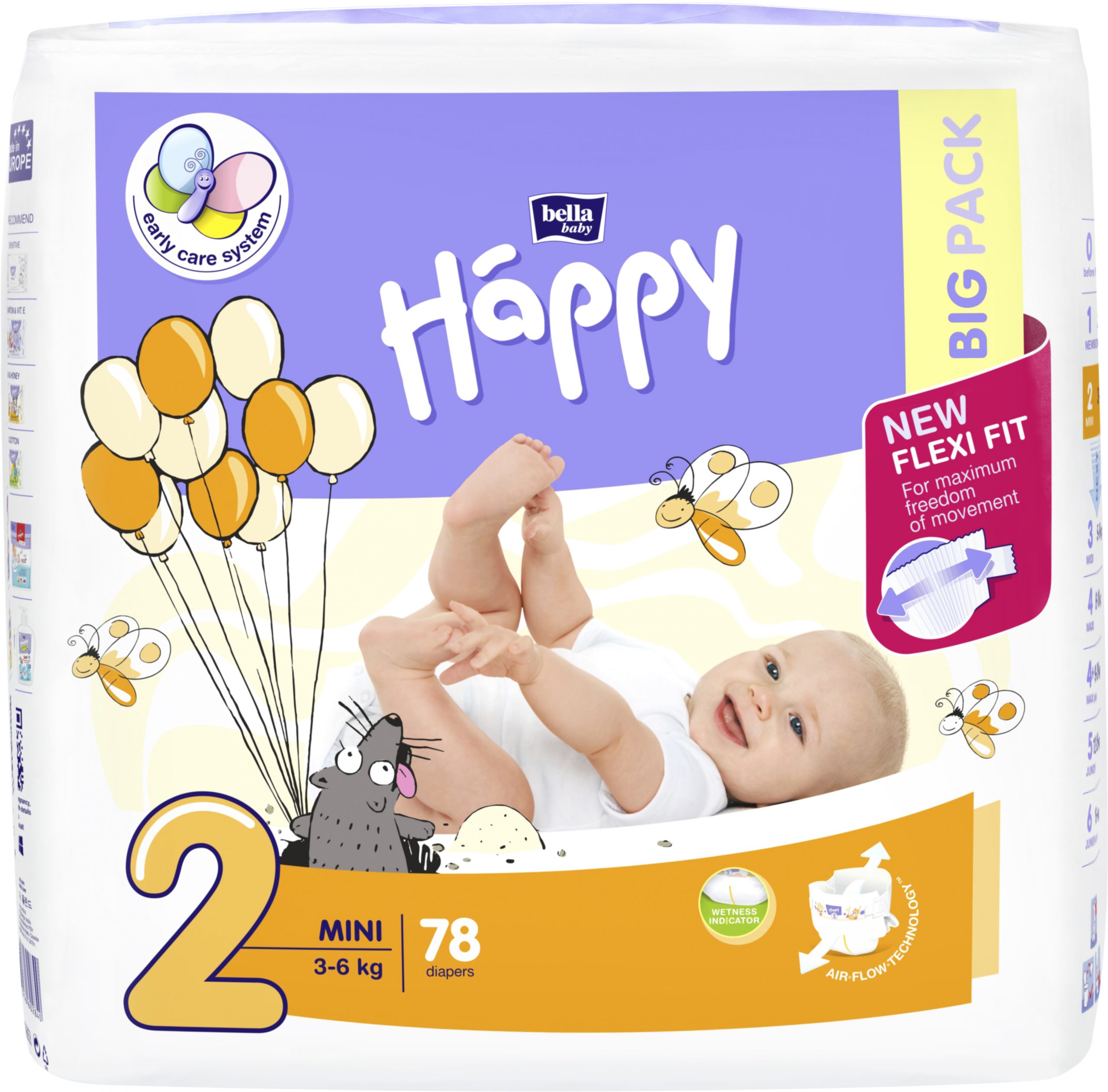 Dětské pleny Happy Mini Big Pack - 78 ks