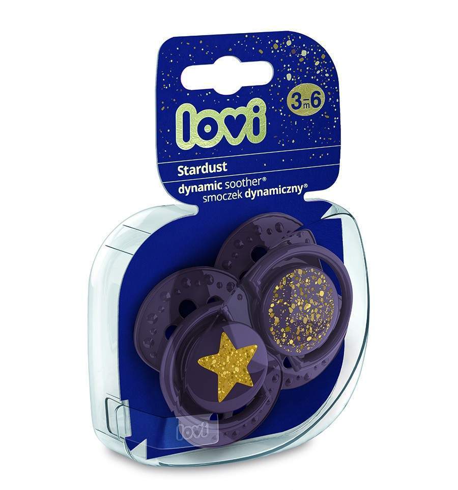 Lovi dynamický utišující dudlík Stardust 3-6m violet 2 ks