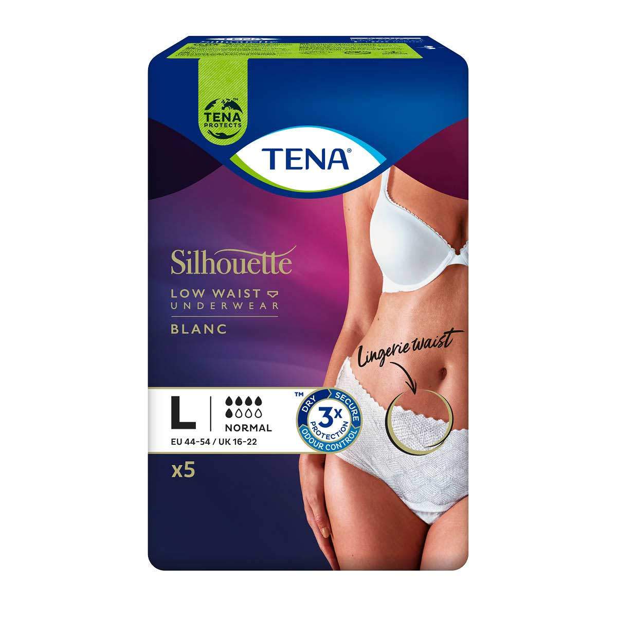 TENA Silhouette Normal Low Waist Blanc L dámské natahovací inkontinenční kalhotky 1x5 ks