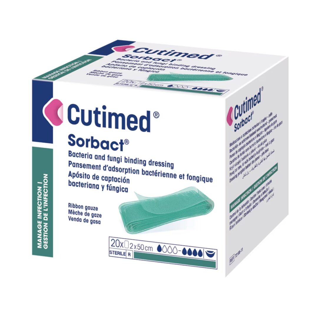 Cutimed Sorbact Ribbon Gauze 2cmx50cm krytí antimikrobiální, přířez v roli, sterilní, 20ks