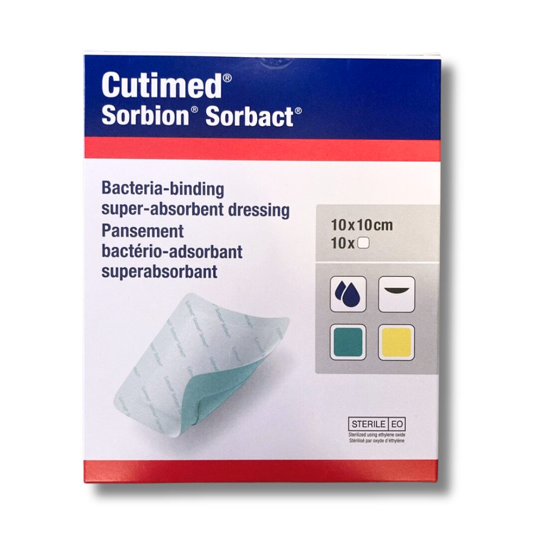 Cutimed sorbion sorbact 10x10cm, sterilní, antimikrobiální DACC™vlákna, exudát nevratně uzavře,10ks