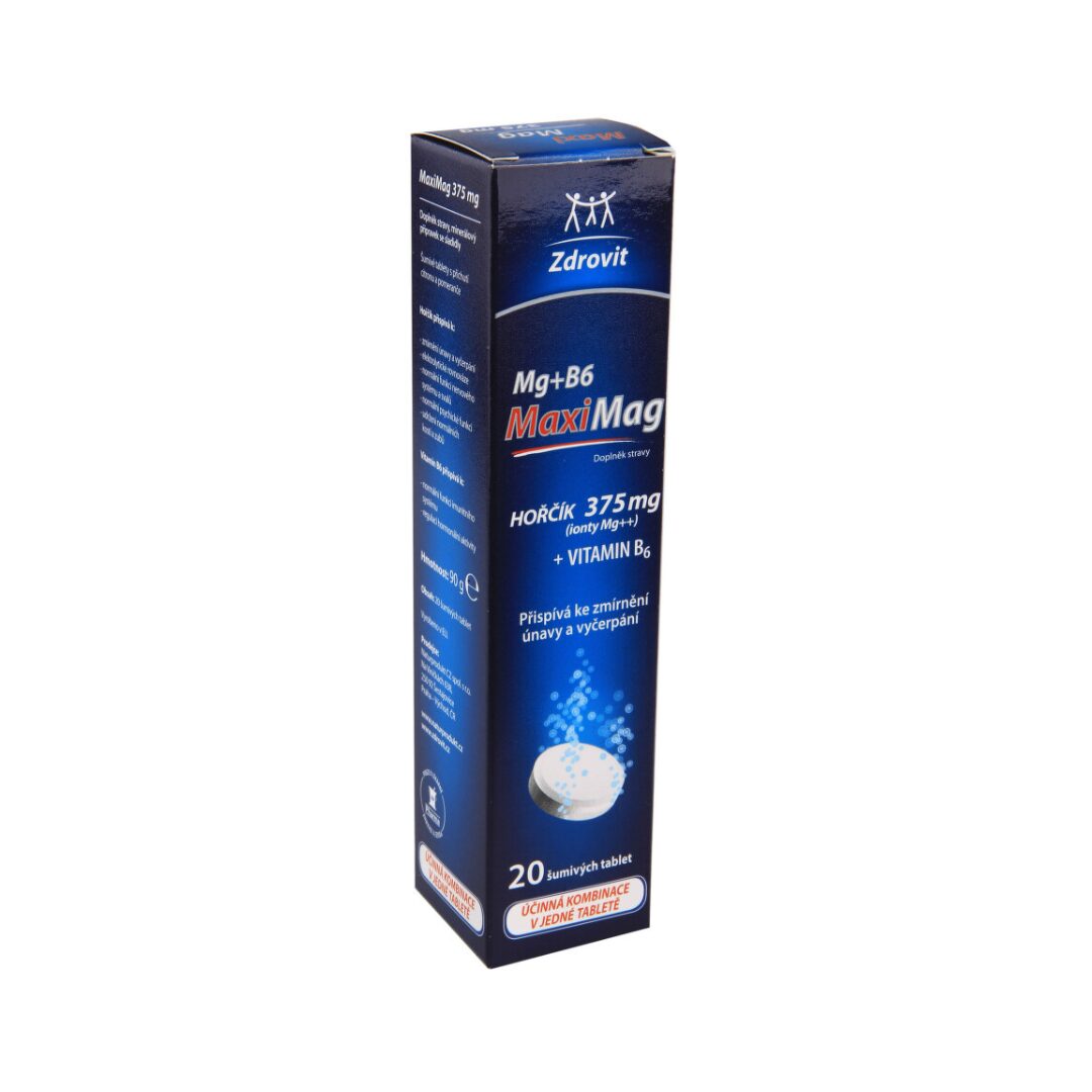 Zdrovit MaxiMag, hořčík 375mg + B6, 20 šumivých tablet