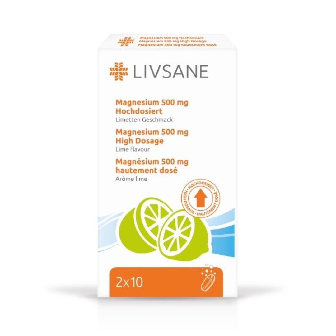 LIVSANE Šumivé tablety, hořčík vysoká dávka 500mg, příchuť červený pomeranč, 20 šumivých tablet