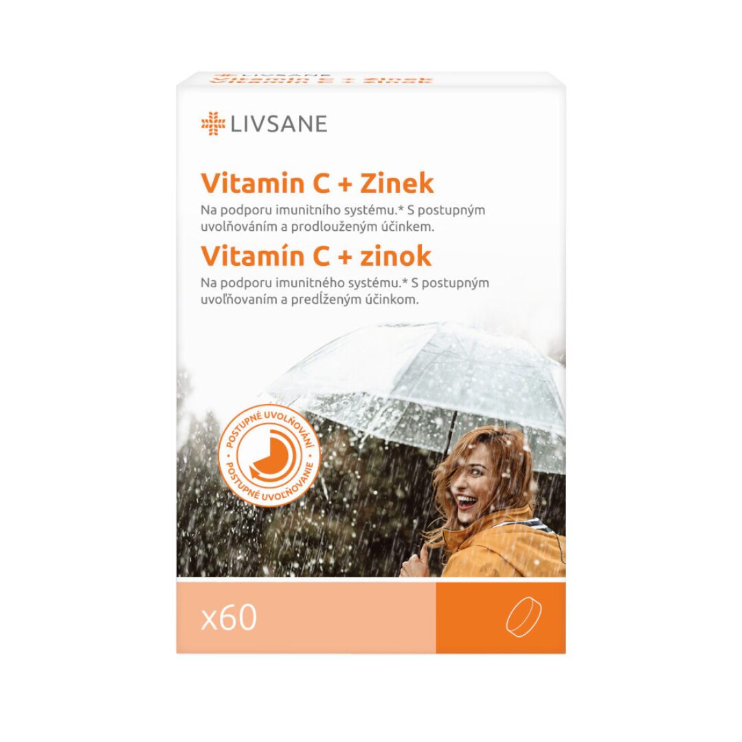 LIVSANE Vitamin C + Zinek na podporu imunity, 60 ks