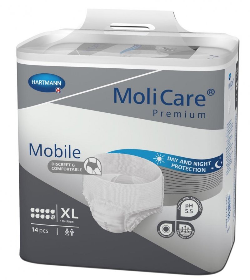 MoliCare Mobile 10 kapek XL - Kalhotky natahovací absorpční prodyšné 14 ks