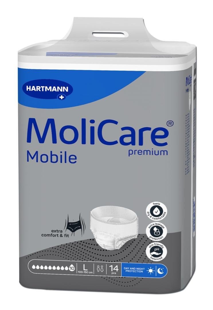 MoliCare Mobile 10 kapek L - Kalhotky natahovací absorpční prodyšné 14 ks