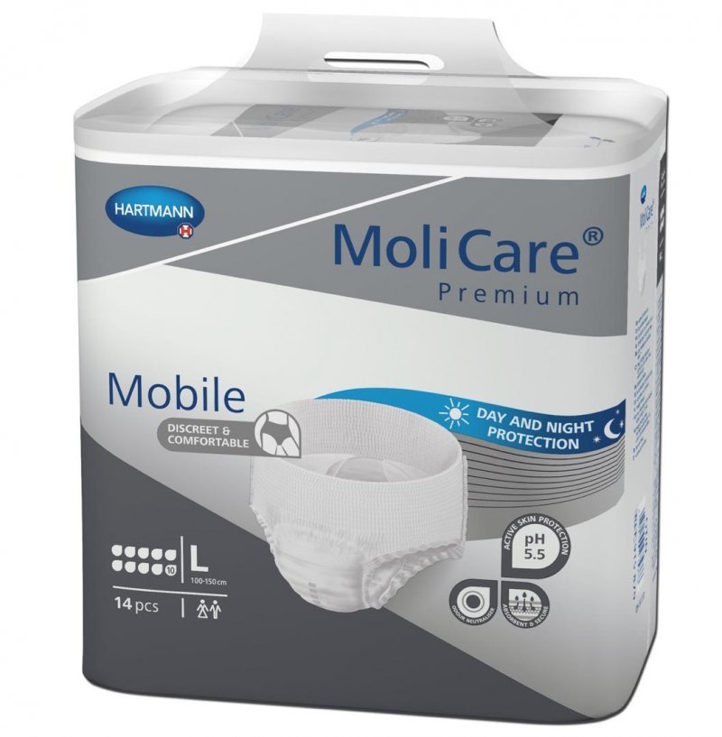 MoliCare Mobile 10 kapek L - Kalhotky natahovací absorpční prodyšné 14 ks