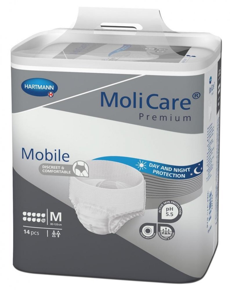 MoliCare Mobile 10 kapek M - Kalhotky natahovací absorpční prodyšné 14 ks