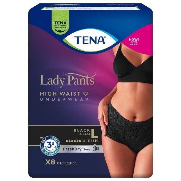 TENA Lady Pants Plus Black L - Kalhotky absorpční natahovací 8 ks