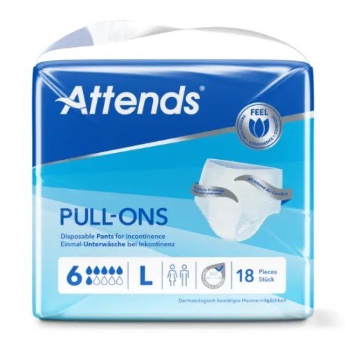 Attends Pull-Ons 6 L - Kalhotky natahovací absorpční 18 ks