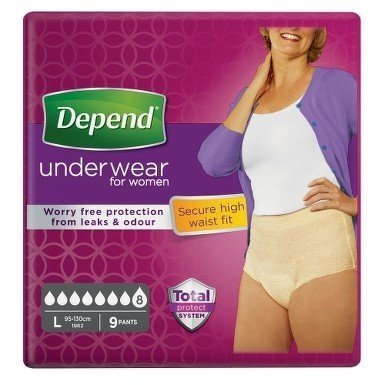 Depend Super L - Kalhotky natahovací absorpční s vyšším pasem 9 ks