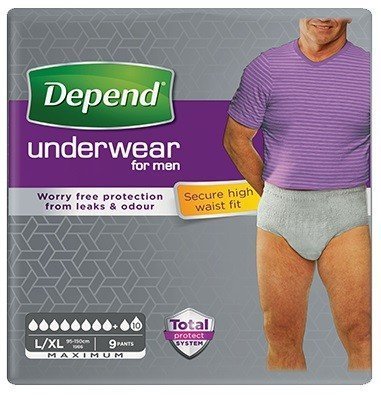 Depend Maximum L/XL - Kalhotky natahovací absoprční s vyšším pasem pro muže 9 ks