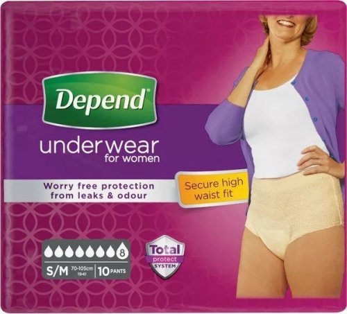 Depend Super S/M - Kalhotky natahovací absorpční s vyšším pasem 10 ks