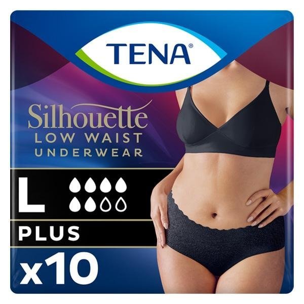 TENA Silhouette Plus Low Waist Black L - Navlékací kalhotky pro ženy 10ks