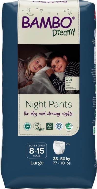 Bambo Dreamy Nitght Pants, unisex, 8-15 let - 35-50 Kg, pro chlapce i dívky, 10 Ks
