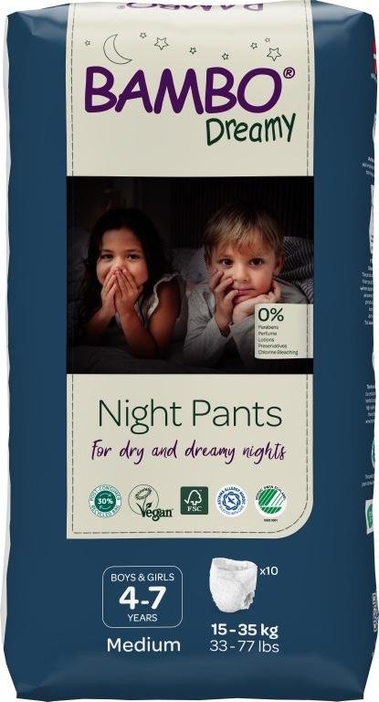 Bambo Dreamy Night Pants, unisex, 4-7 let - 15-35 kg, pro chlapce i dívky, 10ks