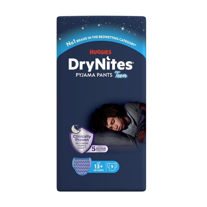 Huggies DryNites pro chlapce 13+ let, 48-60 kg - Natahovací kalhotky 9 ks