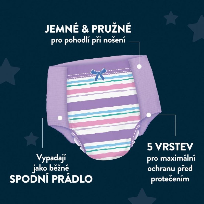 Huggies DryNites pro dívky 8-13 let, 30-48 kg - Natahovací kalhotky 9 ks