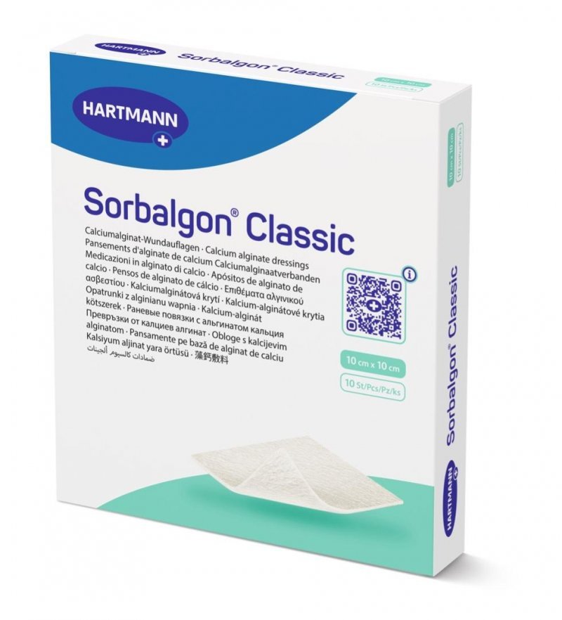 Kalicum-alginátové krytí Sorbalgon Classic - 10x10 cm, 10ks