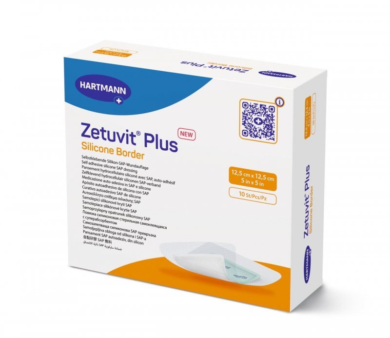 Hydropolymerové krytí Zetuvit Plus Silicone Border - 12,5x12,5 cm, 10ks
