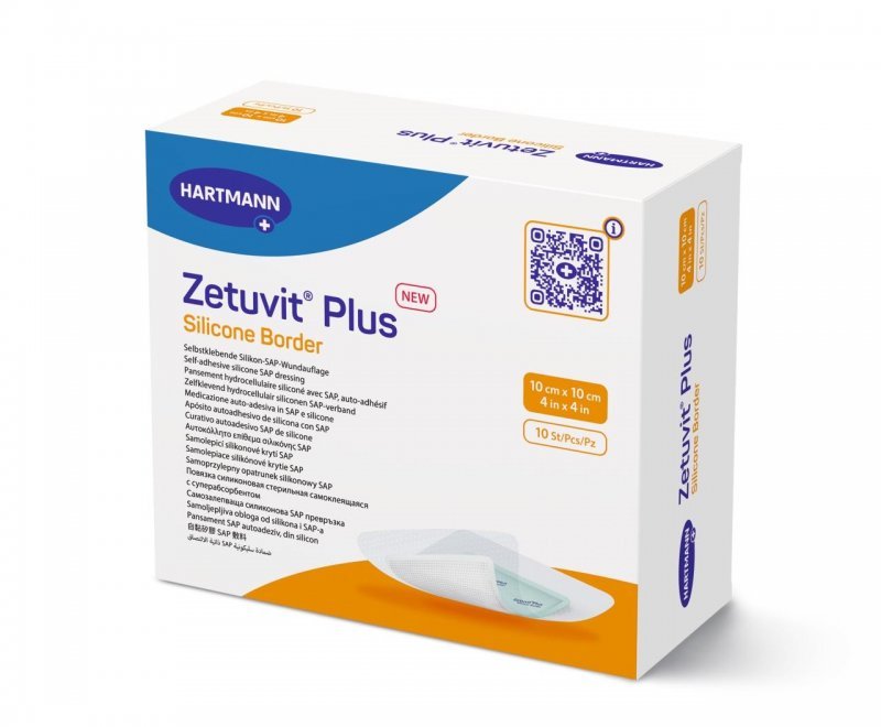 Hydropolymerové krytí Zetuvit Plus Silicone Border - 18x18 cm, 10ks