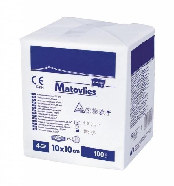 Matovlies kompresy z netkané textilie, nesterilní - 10 x 10 cm, 100ks