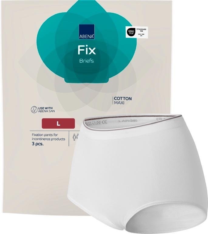 ABENA Fix Briefs Cotton Maxi L - Elastické a prodyšné fixační kalhoty bez nohaviček, 3 ks