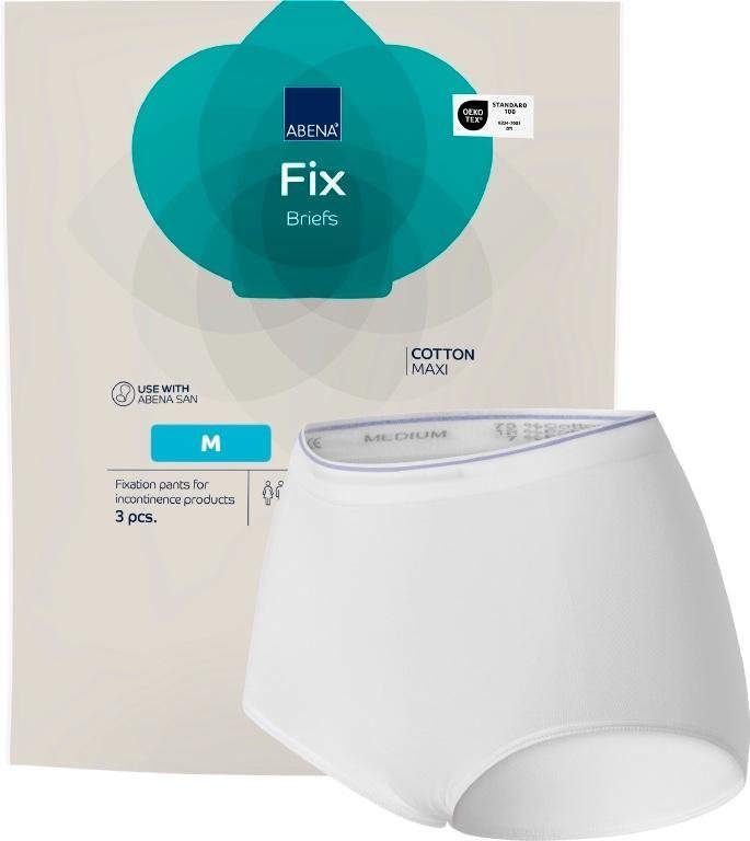 ABENA Fix Briefs Cotton Maxi M - Elastické a prodyšné fixační kalhoty bez nohaviček, 3 ks