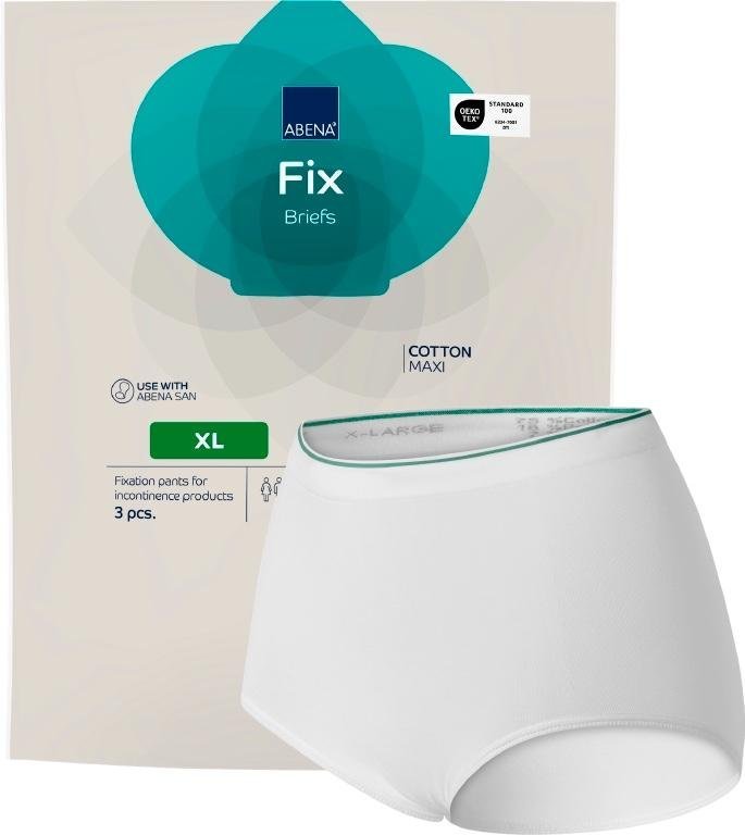 ABENA Fix Briefs Cotton Maxi XL - Elastické a prodyšné fixační kalhoty bez nohaviček, 3 ks