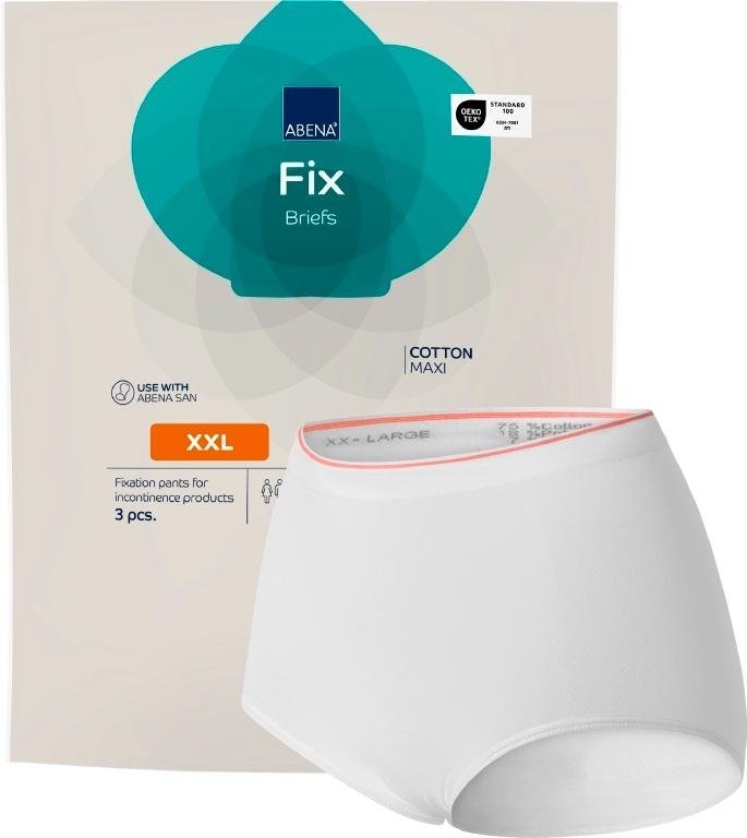 ABENA Fix Briefs Cotton Maxi XXL - Elastické a prodyšné fixační kalhoty bez nohaviček, 3 ks