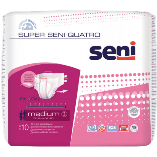SENI Super Quatro M - Kalhotky absorpční prodyšné extra savé 10ks SENI Super Quatro M - Kalhotky absorpční prodyšné extra savé 10ks