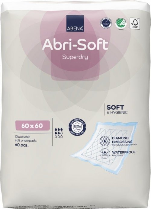 Abena Abri Soft Superdry 60x60 cm - Podložky absorpční se superabsorbentem 60 ks