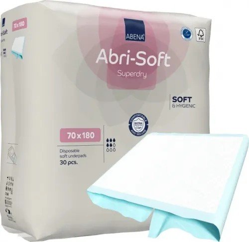 Abena Abri Soft Superdry 70x180 cm, jádro 60x80 cm - Podložky absorpční se záložkami, 30ks