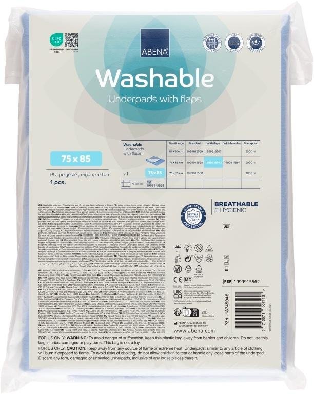 Abena Abri Soft Pratelná podložka se záložkami - Rozměr 75x85cm, savost 2000ml, 1ks
