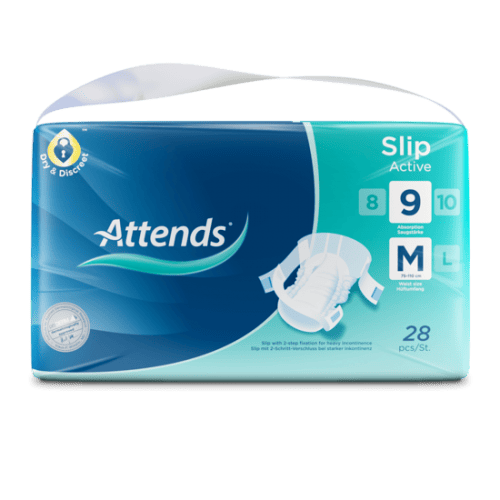 Attends Slip Active 9 M - Kalhotky absorpční plenkové 28 ks