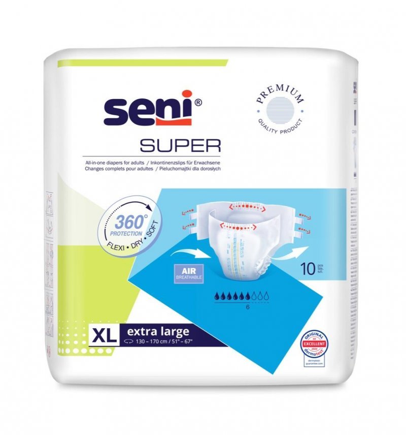SENI Super XL - Kalhotky absorpční prodyšné denní 10 ks