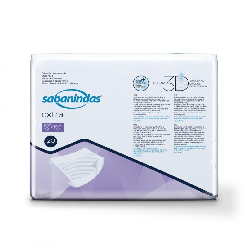 Podložky Sabanindas PROTECTOR EXTRA - 80x180cm, 1632ml, 20ks