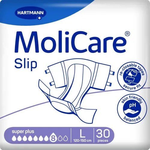 MoliCare Slip 8 kapek L - Zalepovací kalhotky, boky 120-150cm, savost 3020ml, 30ks MoliCare Slip 8 kapek L - Zalepovací kalhotky, boky 120-150cm, savost 3020ml, 30ks