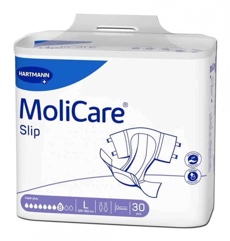 MoliCare Slip 8 kapek L - Zalepovací kalhotky, boky 120-150cm, savost 3020ml, 30ks