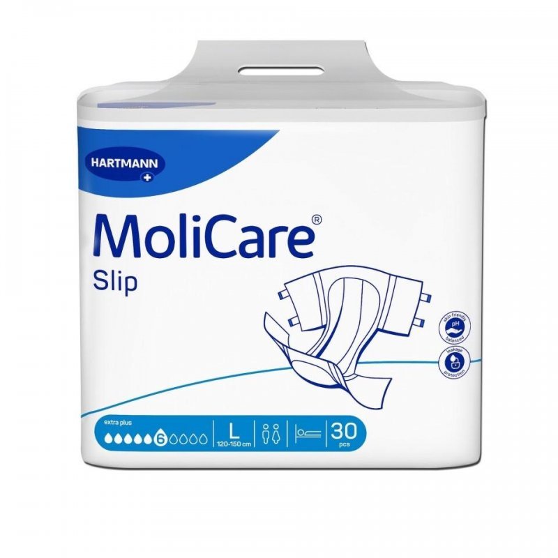 Molicare Slip 6 kapek L - Zalepovací kalhotky, boky 120-150cm, savost 2283ml, 30 ks