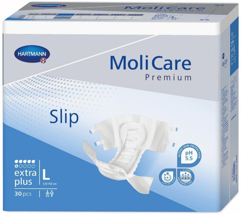 Molicare Slip 6 kapek L - Zalepovací kalhotky, boky 120-150cm, savost 2283ml, 30 ks