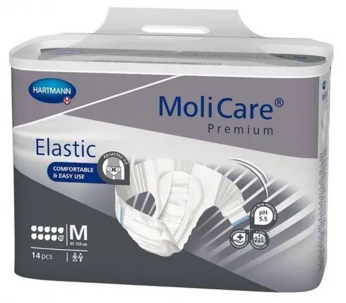 Molicare Elastic 10 kapek M - Kalhotky absorpční zalepovací s elastickými bočními pásy, 14 ks